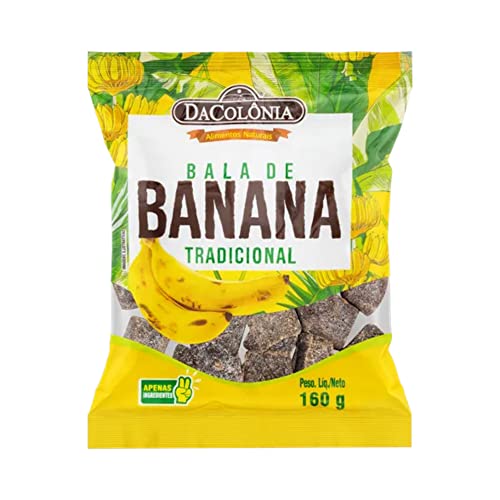 Bonbons brésiliens traditionnels à la saveur de banane, paquet 160g - Bala de Banana Tradicional DACOLONIA 160g