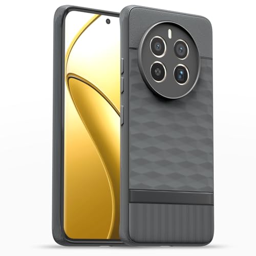 Image of Pikkme Back Cover for Realme 12 Pro 5G / Realme 12 Pro Plus 5G Camera Protection 3D Hexa Cube Design Silicone Protective Bumper Case (Grey)