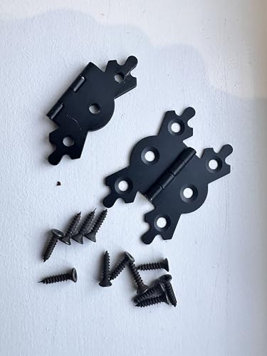 Fancy Black Butterfly Butt Hinge 40mm 50mm Antique Butterfly Design Fancy Cabinet Door Hinge with Matching Screw Decorative Hinges Door Furniture Pack of 2 (40mm)