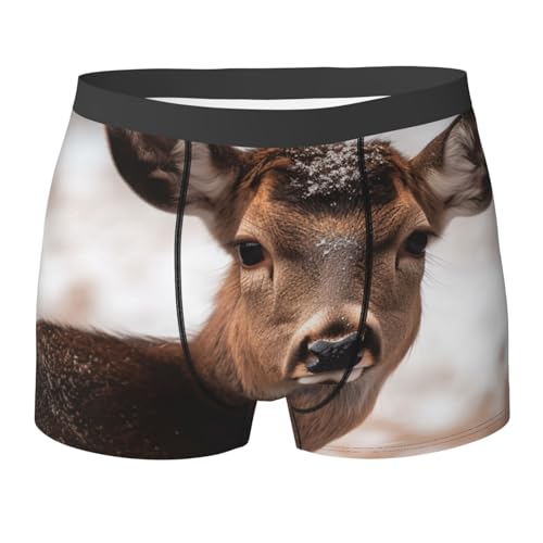 VBNTY Herren-Unterwäsche, Wildtiere, Hirsch, Boxershorts, atmungsaktiv, Stretch, feuchtigkeitsableitende Unterhose für Herren, Schwarz , XL