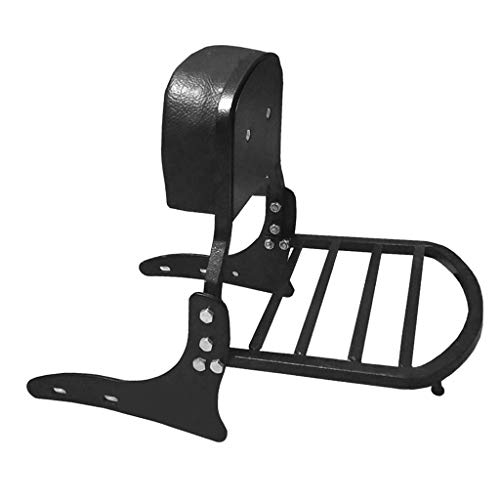 Image of Bike Harley Style Carrier Back Rest Black Cushion Support Pillion Carrier Backrest Black Bar for RE Classic 350