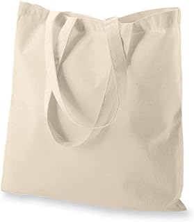 Popular Handicrafts Plain Tote Bag 2-Pack Bulk Blank Canvas Economical 15"x16" Cotton Lightweight Reusable Grocery Shopping Cloth Bags Suitable for DIY Advertising Promotion Gift Activity Beige
