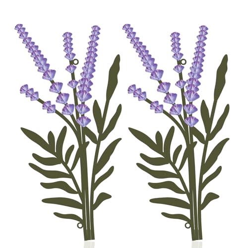 Otoolling 2 Pcs Purple Metal Lavender Wall Art Rustic Farmhouse
