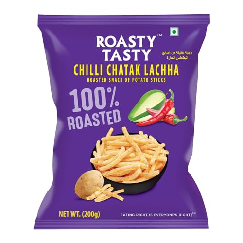 Image of Roasty Tasty Chilli Chatak Lachha | Roasted Potato Sticks | Healthy Snacks | Roasted Namkeen Snack | Guilt Free | Diet Chiwda | Source of Protein | Perfect Snack for All Occasions | Potato Flakes | 200g