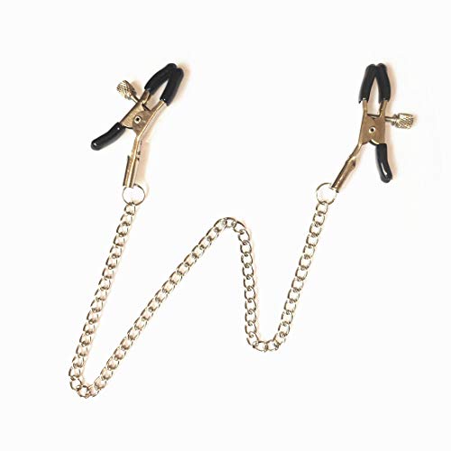 Adjustable Stainless Steel Faux Jewelry Screw Clip on Body Piercing Rings Nipplé Clamps with Metal Chain for 680HJ