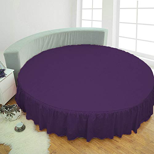 Falda de cama redonda de algodón egipcio morado y 600 hilos de lujo 2