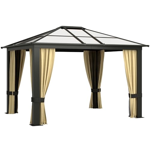 Outsunny 10' x 12' Hardtop Gazebo Canopy with Polycarbonate Roof,