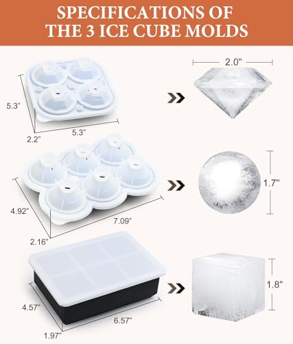 Moldes de hielo de silicona con tapa set 3 piezas miniatura 2