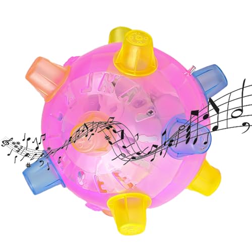LEDJumping Activation Ball - Colorful Jump Activation Ball with Light & Music - Glowing Creative Puzzle Pet Toy for Puppies, Dogs, Cats, Playing Running Fun