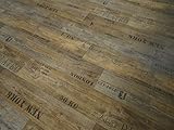 PVC Bodenbelag Vinylboden mit Schriftzügen, dunkelbraun, DIN-A4 Musterstück