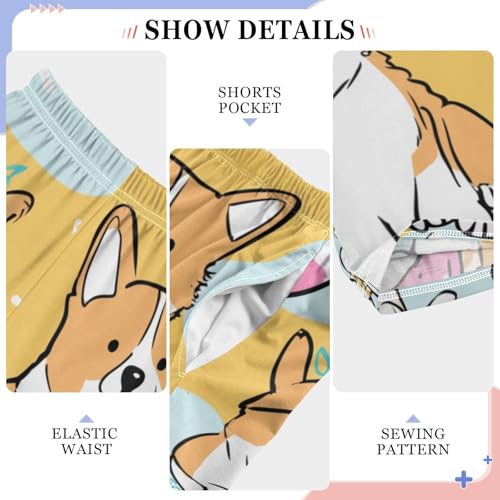 Corgi Dogs Boys Long Pants Soft Trousers Elastic Waist Kids Lounge Bottoms with Pockets S-XL4