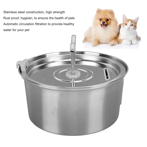 Fuente de agua para gatos de acero inoxidable 3.2L miniatura 3