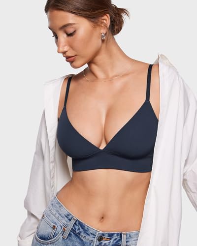 Image of INLYRIC Women's Inbarely Outwear Longline Triangle Bralette Plunge Unlined No Underwire Yoga Sports Bra Crop Tank Top