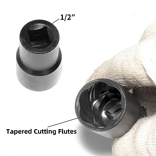 Image of DPTOOL Lug Nut Remover Socket Set, Wheel Locking Stripped Nut Extractor Old Rusted Damaged Emergency Bolt Remove Twist Socket 17mm 19mm 21mm 22mm 24mm