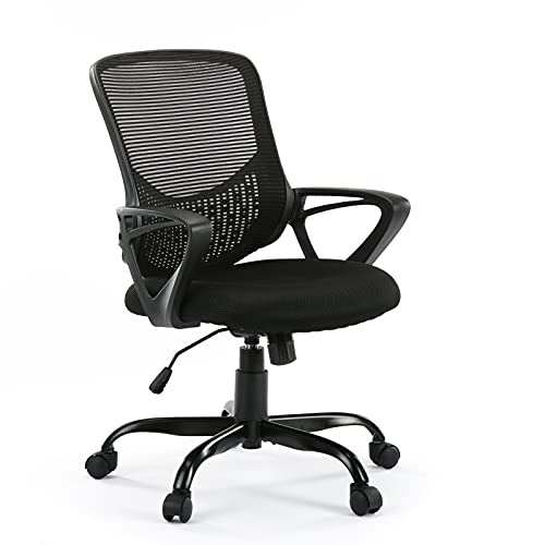 Ergonomic Office Chair, Rolling Chair Swivel Chair Computer Chair Mesh Office Chair Back Support, Adjustable Height, Desk Chair with Wheels and arms, Dark Black Ergonomic Office Chair, Rolling Chair Swivel Chair Computer Chair Mesh Office Chair Back Support, Adjustable Height, Desk Chair with Wheels and arms, Dark Black