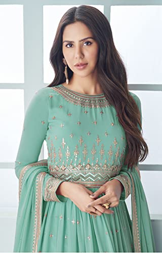 Image of ZUVAANYA Ready To Wear Indian /Pakistani Party Wear Women's Embroidery Faux Georgette Anarkali Floral Gown For Women