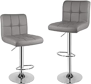 Barstool,Bigzzia Bar Stools Set of 2 PU Leather Swivel Height Adjustable Bar Chairs With Backrest For Breakfast Bar, Counter, Kitchen and Home Barstools