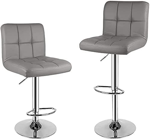 Barstool,Bigzzia Bar Stools Set of 2 PU Leather Swivel Height Adjustable Bar Chairs With Backrest For Breakfast Bar, Counter, Kitchen and Home Barstools