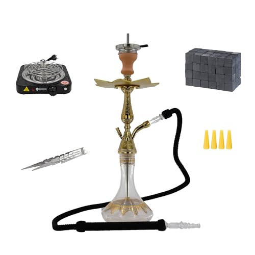 DIAMOND HOOKAH® Premium Tradi Shisha KOMPLETTSET, Tradi Shisha Aluminium im Komplettset + Mundstücke + Kohlenanzünder 1000 Watt + 1 Kg Kohle
