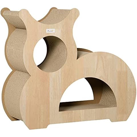 Pawhut Kratzbrett für Katzen Kratzpappe für Katzen Kratzpappe Kratzmatte Kratzspielzeug Katzen Lounge Katzenspielzeug Kratzschutz für Sofa Naturholz+Braun 71 x 30 x 65 cm Cover