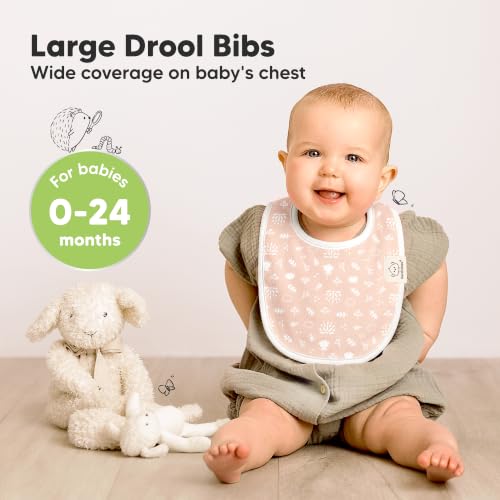 Image of KeaBabies 8-Pack Organic Baby Bibs for Drooling and Teething (Fleur) | Soft Cotton Bibs for Baby Girl, Boy, Extra Absorbent, Easy to Clean & Put On, Toddler, Newborn, Infant 0-24 Months
