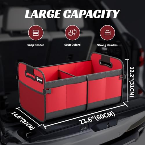 Image of Sposuit Trunk Organizer for Car - 70L Collapsible Sturdy Car Storage, Red
