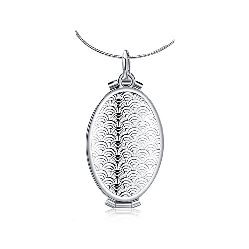 AmDxD Foto Collar Medallón Forma Oval 4 Fotos Utilizable Collar Colgante de Hombres Mujer Plata Cover