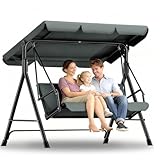 WoRaum Balancelle de Jardin 3 Places avec Toit Réglable – Balançoire Extérieure avec Coussin Confortable, Capacité 200kg – Dimensions 193x110x152cm (Anthracite)