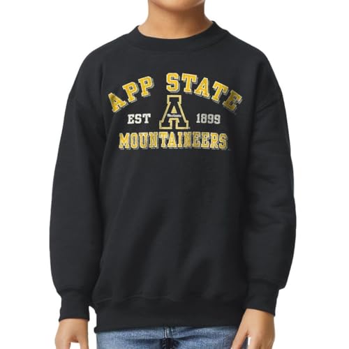 Barnesmith Appalachian State Apparel ASU Mountaineers Unisex Youth Crewneck Sweatshirt Vintage Black Small