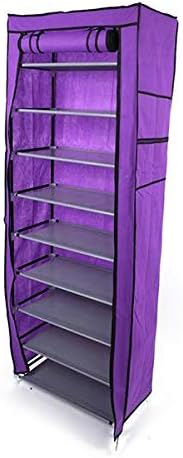 Miniatura 9 de Zapatero de 9 niveles, organizador de almacenamiento portátil de almacenamiento para zapatos, 10 niveles, 9 celosías, cubierta de tela impermeable