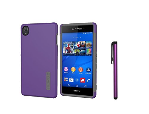 Incipio DualPro Case and Stylus Pen Bundle for Sony Xperia Z3v, Purple/Gray