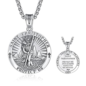 ADMETUS 925 Sterling Silver Patron Saint Medals | Amulet Necklace Protection Jewelry for Men with 2.5mm 22″+2″ Rolo Chain