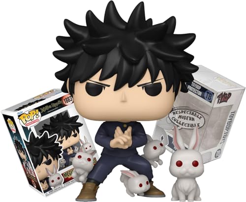 Funko Jujutsu Kaisen - Megumi Fushiguro with Rabbits Buddy + ToyBop Protector: Shibuya Incident Pop! Animation Vinyl Figure (Bundled with Pop Protector Collector Case Box Gift Set)