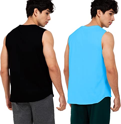 Image of Solid Sleeveless Cotton Regular Fit Mens Stylish Top Tanks Vest T-Shirt (Combo Pack of 2)