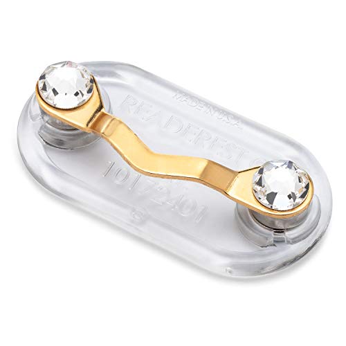 Readerest Magnetic Eyeglass Holder (23k Gold Plated, Made with Crystals), Made in USA