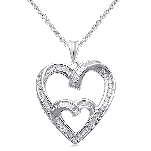 【Bellialeu】24fw Heart pendant necklace Amazon.com: Jewelili Sterling Silver 1/4 Cttw Natural White