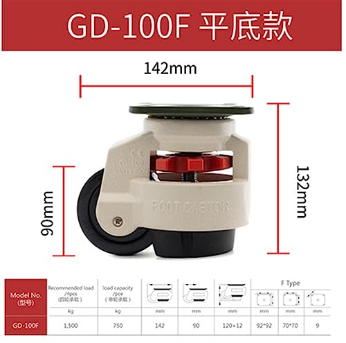 Roulettes de réglage de niveau GD-100F charge 500KG pour support plat industriel - 2