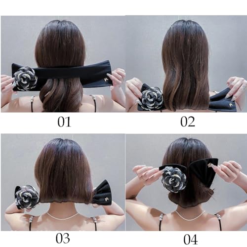 YOYLMAL 3 Pieces Hair Bun Maker for Twister, Big Camellia Flower Flexible Donut Bun, French Twist Hair Tie, Lazy Curler Clips, Hair Styling Accessories for Women Girls