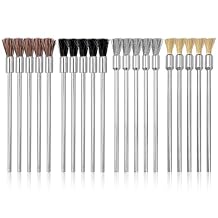 Mesee 20Pcs Wire Brushes for Drill, 100mm Extended Cleaning End Brushes Pen Assortment Set Horse Mane/ Pig Bristle/ Copper Wire/ Stainless Steel Wire Brush 3mm Mandrel Polishing Rotary Tools Accessory