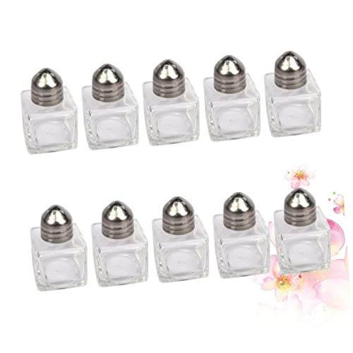 FUNOMOCYA 10Pcs Mini Glass Seasoning Bottles for Oil and Sauces Practical Storage Containers with Unique Design Tetragonum Shape for Keeping Kitchen Organized and Clean