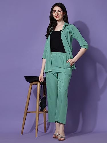 Image of Sheetal Associates Women's Solid Casual Co ords Set 2 Piece Open top & Pant Set