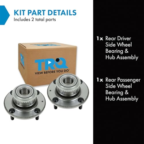 Image of TRQ Rear Left and Right Wheel Bearing and Hub Assembly Set 2 Piece Compatible with 02-03 Mitsubishi Lancer LS OZ Rally 2004 Lancer Sportback Without ABS Brakes 2005 OZ Rally