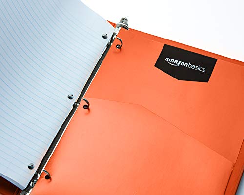 Amazon Basics ¾ Inch 3-Ring Binder Holds 100 Loose-Leaf Paper Sheets 10.5” X 8” or 11” X 8.5”, Metal-Colored Design in Orange and Olive Colors – 2-Pack - Thumbnail 6
