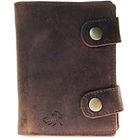 Cartera de cuero marrón genuino para hombre hecha de cuero de vaca sólido con un scorpion