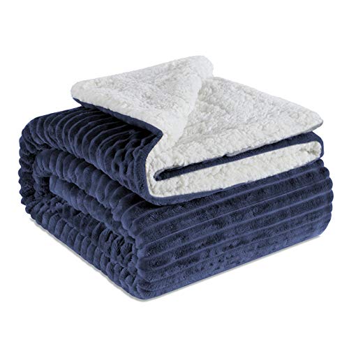 Emme Baby Blanket Fuzzy Sherpa Fleece Blanket Soft Reversible Warm Receiving Blankets For Toddler, Infant, Boys And Girls Gift Reversible Cozy Blanket For Crib, Stroller, Nap, Outdoor (Navy, 30"X40") #TOP24