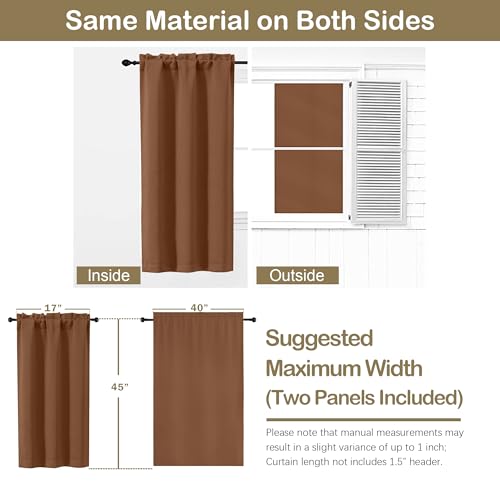 Image of Sun Baked Short Blackout Curtains for Bedroom 45 Inches Long 2 Panels, Solid Thermal Insulated Blackout Curtains, Energy Saving Soft Fabric Window Drapes, Dual Rod Pocket, 2x40Wx45L Inches