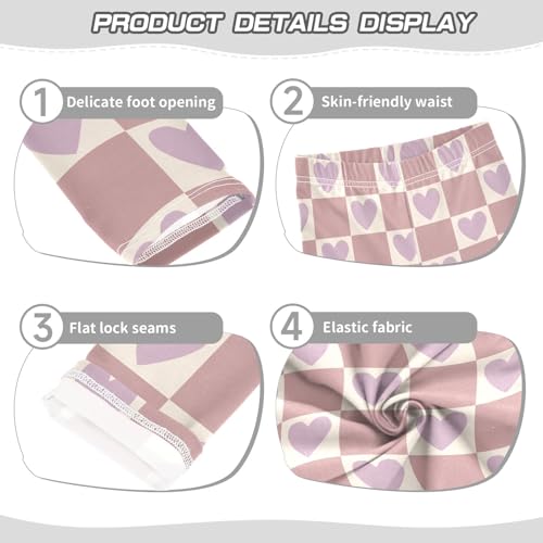Cartoon Purple Hearts Girls Leggings Soft Comfortable Athletic Leggings Dancing Pants for 4-10 Years3