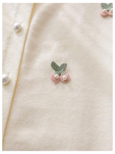 MakeMeChic Girl's Cherry Pearl Cardigan Sweater Button Down Long Sleeve Knit Cute Outerwear3