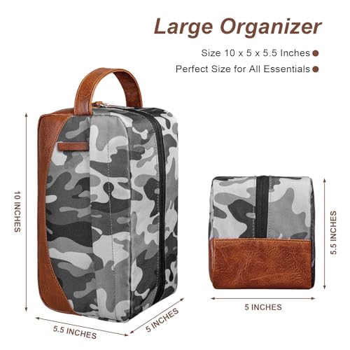 Travel Toiletry Bag for Men, Hanging Toiletry Organizer, Water Resistant Shaving Kit with Large Capacity for Travel Accessories (Camo-Gey, Medium)3
