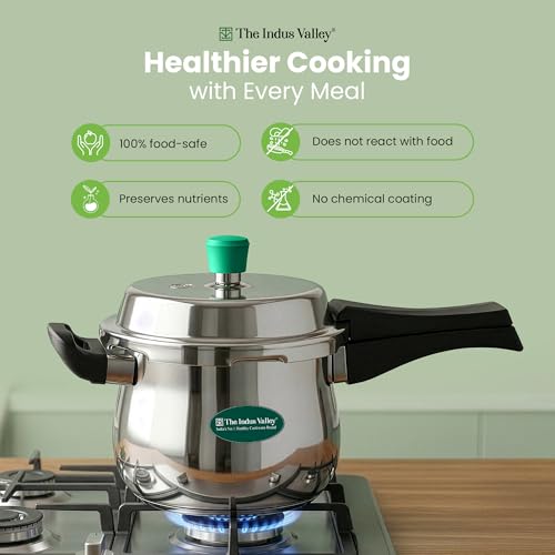 Image of The Indus Valley Stainless Steel Outer Lid Handi Pressure Cooker - Outer Lid | Induction Friendly | ISI-Certified, 100% Toxin-Free, Naturally Non-Stick, 3 Y Warranty (3.5 Litres)